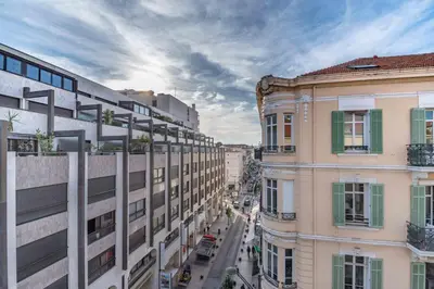 an overhead view of a city street with buildings at Gray D'Albion Cannes 2 BDR Apartment in Cannes