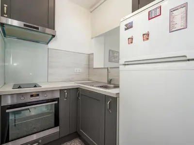 a kitchen with a refrigerator and a sink at Apartment Val Joli-1 by Interhome in Cannes