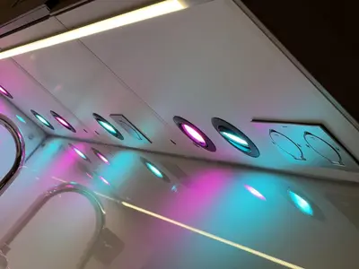 a ceiling with colorful lights on it at EXCEPTIONNEL sur CANNES vue mer piscine in Cannes