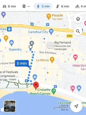 a map of the city of positano and its attractions at Lovely apartment heart of Cannes in Cannes