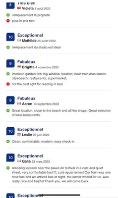 a screenshot of a cell phone with a bunch of texts at TOP Choice Dispo Cannes Croisette Hotel Majestic Plages 1mn Palais 5mn in Le Cannet