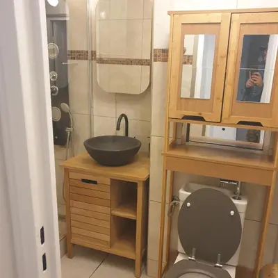 a bathroom with a sink and a toilet at Appartement 172 in Cannes