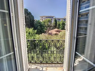 a view from a window of a balcony at Quality 1 bedroom rue du Canada 5 mins Croisette 208 in Cannes