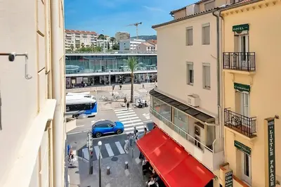 a view of a street from a building at Nice 2 Rooms in the heart of Cannes in Cannes