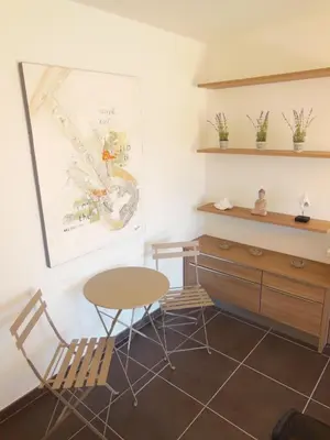 a room with a table and chairs and a desk at 3 Bedrooms, 3 bathrooms central Cannes Lecerf 411 in Cannes