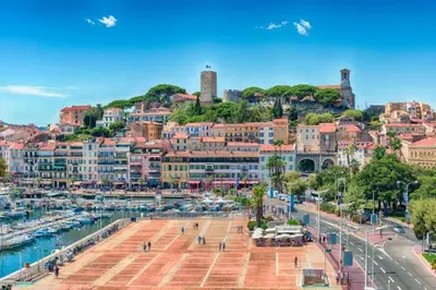 a view of a city with a river and buildings at Apartment Center of Cannes, Croisette in Cannes