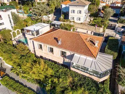 an overhead view of a house with a roof at Luxurious Villa with heated pool 6BR-12p - Cannes in Cannes
