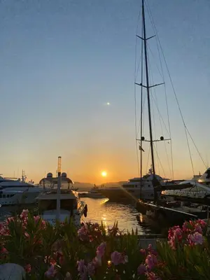 a group of boats docked in a marina at sunset at Rumah Bali in Cannes