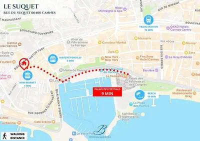 a map of london with a red marker at Place du Suquet - Terrasse - 3 Chambres - Parking in Cannes