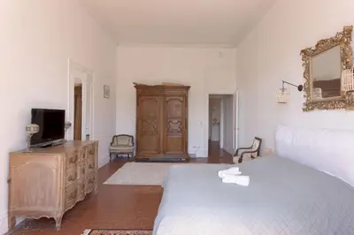 a bedroom with a bed and a tv on a dresser at Le Château Vallombrosa by Halldis in Cannes