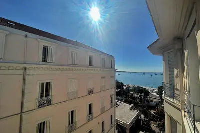a view of the ocean from a building at Haven of peace overlooking the Croisette in Cannes