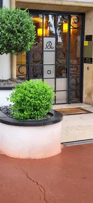 a plant in a pot in front of a building at Studio Croisette in Cannes