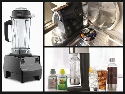 a blender and other items on a counter at CannesVacationRental by AmericanVacationLIving 1BR in Cannes