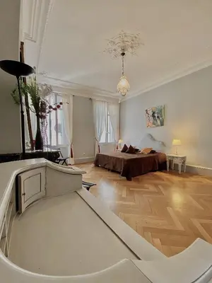 a large room with a bed and a living room at ANNA CLAIRE festival plages GAZ5213 in Cannes