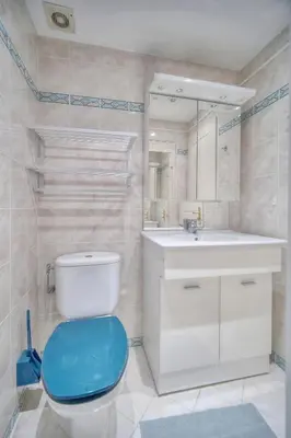 a bathroom with a toilet and a sink and a mirror at Jul - Studette - Croisette - VCA in Cannes