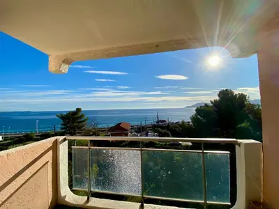 a view of the ocean from a balcony at Cannes Les Plages By SCLS Locations in Cannes