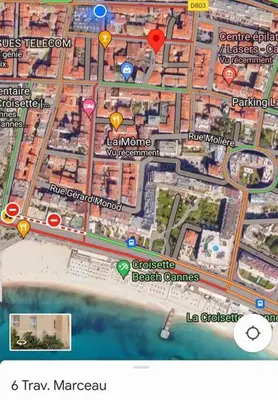a map of a city with a map of a beach at Cœur de Cannes in Cannes