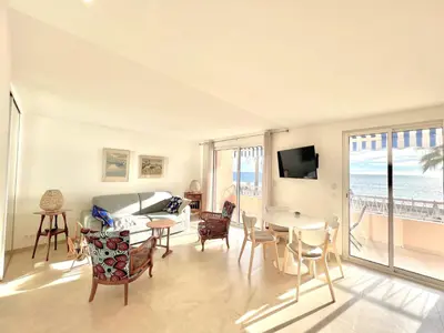 a living room with a view of the ocean at Shelly luxury sea view by Welcome to Cannes in Cannes