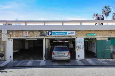 a car is parked inside of a parking garage at Mythique Miramar Cannes Croisette Terrasse Clim Parking Wifi in Cannes