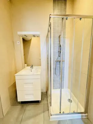a bathroom with a shower and a sink at Studio chaleureux proche croisette Mimont29 in Cannes