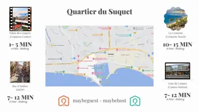 a map of the center chi survey and a map of the marker at C098- Cannes - Suquet Bel appart - Grande Terrasse in Cannes