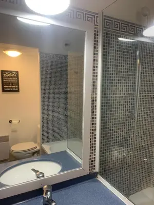 a bathroom with a shower and a sink and a toilet at Bord de mer et commerces 588 in Cannes