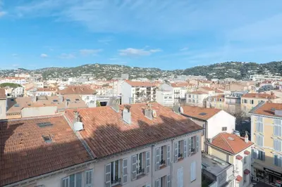 an aerial view of a city with roofs at Wonderful studio heart of Cannes!! in Cannes