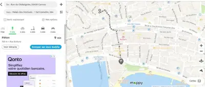 a screenshot of a google maps page with a map at One Bed Apt in the center of Cannes - 2198 in Cannes