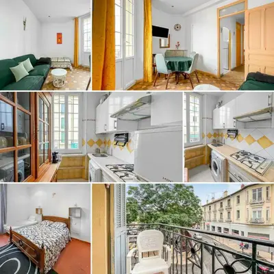 a collage of photos of a apartment at Chic Cannois Proche de la Croisette in Cannes