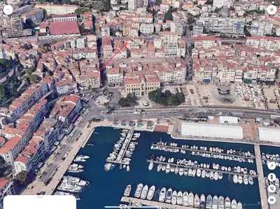an aerial view of a harbor with boats at L'Échappée Cannoise Forville in Cannes