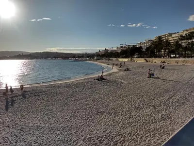 a group of people on a beach with the water at STUDIO VILLA VIANNEY in Cannes