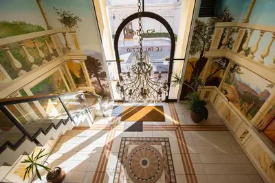an overhead view of a building with a chandelier at Palazzio T3 design près des plages et du Palais in Cannes