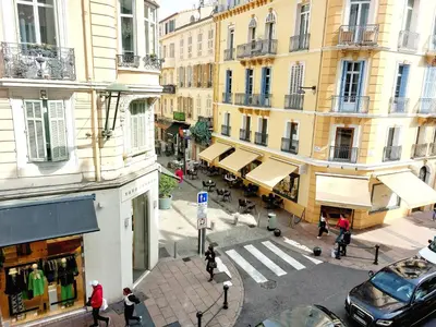 an overhead view of a city street with buildings at Gray d'Albion - Cannes Rue d'Antibes - 2 Minutes walk from Beach, Palais des Festivals, Boulevard de la Croisette - Free Parking in Cannes