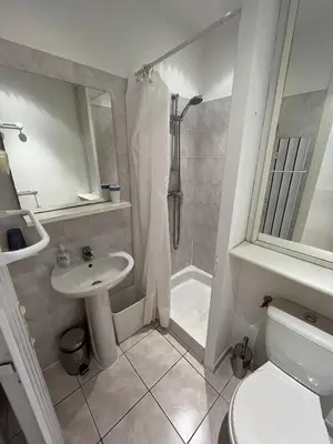 a bathroom with a sink and a toilet and a shower at Cannes Croisette - PALAIS MIRAMAR - Studio au calme avec terrasse in Cannes