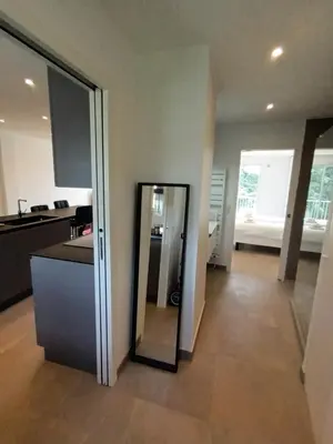 a mirror in the middle of a living room at Le Cèdre Magnifique Appartement à Cannes in Cannes