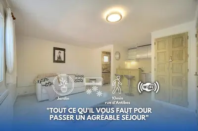 a drawing of a living room with a room with a door at Le Bel - Jardin - Parking - VCA in Cannes