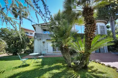 a palm tree in front of a house at Le Bel - Jardin - Parking - VCA in Cannes