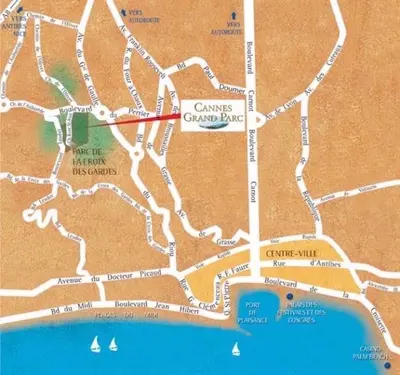 a map of the grande villa resort at Hibiscus in Cannes
