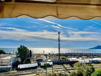 a view from a window of a train station at L'Eburneen in Cannes