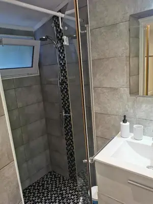 a bathroom with a shower and a sink at Studio Cannes centre in Cannes