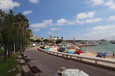 a beach with a bunch of people on the sand at Les Fleurs in Cannes