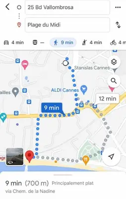 a screenshot of a google maps page with a map at Appartement 3 pièce à Cannes in Cannes