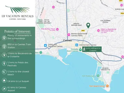 a map showing the location of the intersection at LB Vacation Rentals I Beautiful, Renovated Duplex with Swimming Pool in Cannes