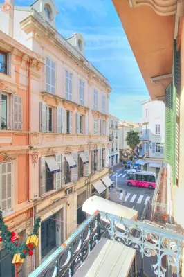an apartment balcony with a view of a street at ALC - FONT3 - 10 min PALAIS in Cannes