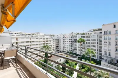 a balcony with a view of a building at Carlton area lux 2 beds 2 baths in Cannes