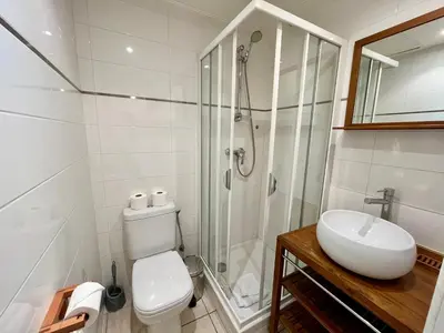 a bathroom with a shower and a toilet and a sink at Viva Riviera Residence Rue Florian close Croisette in Cannes