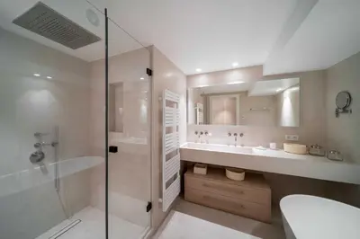 a bathroom with a shower and a sink at Charming oasis with terrace 4 BD- 8P - Cannes in Cannes