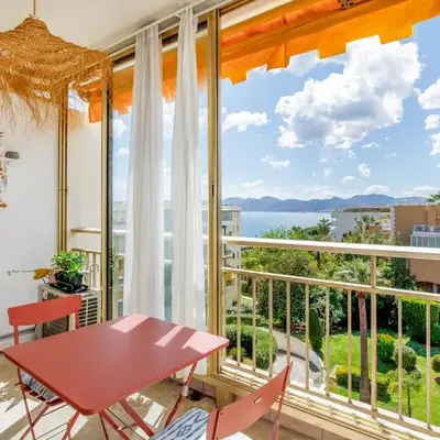 Cannes-vue mer Esterel-balcon-Plage