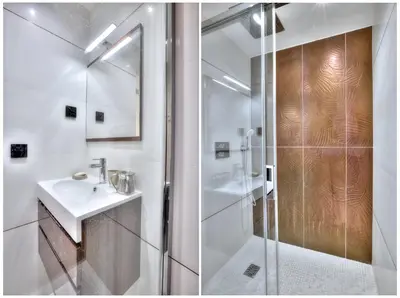 a bathroom with a shower and a sink at Luxury 4 Stars Apt Croisette in Cannes