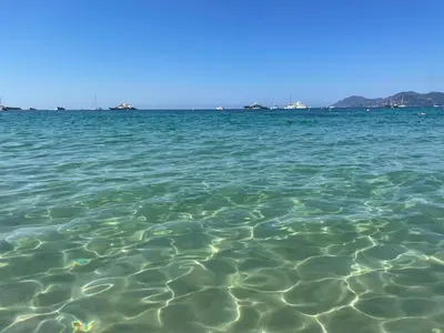 a large body of water with a group of boats at Beautiful apartment Cannes center terrace parking in Cannes